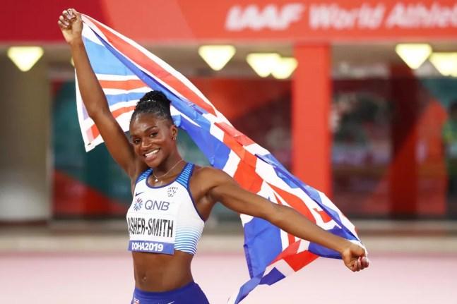 Dina Asher-Smith foi campeã dos 200m no Mundial de Doha em 2019 — Foto: Alexander Hassenstein/Getty Images