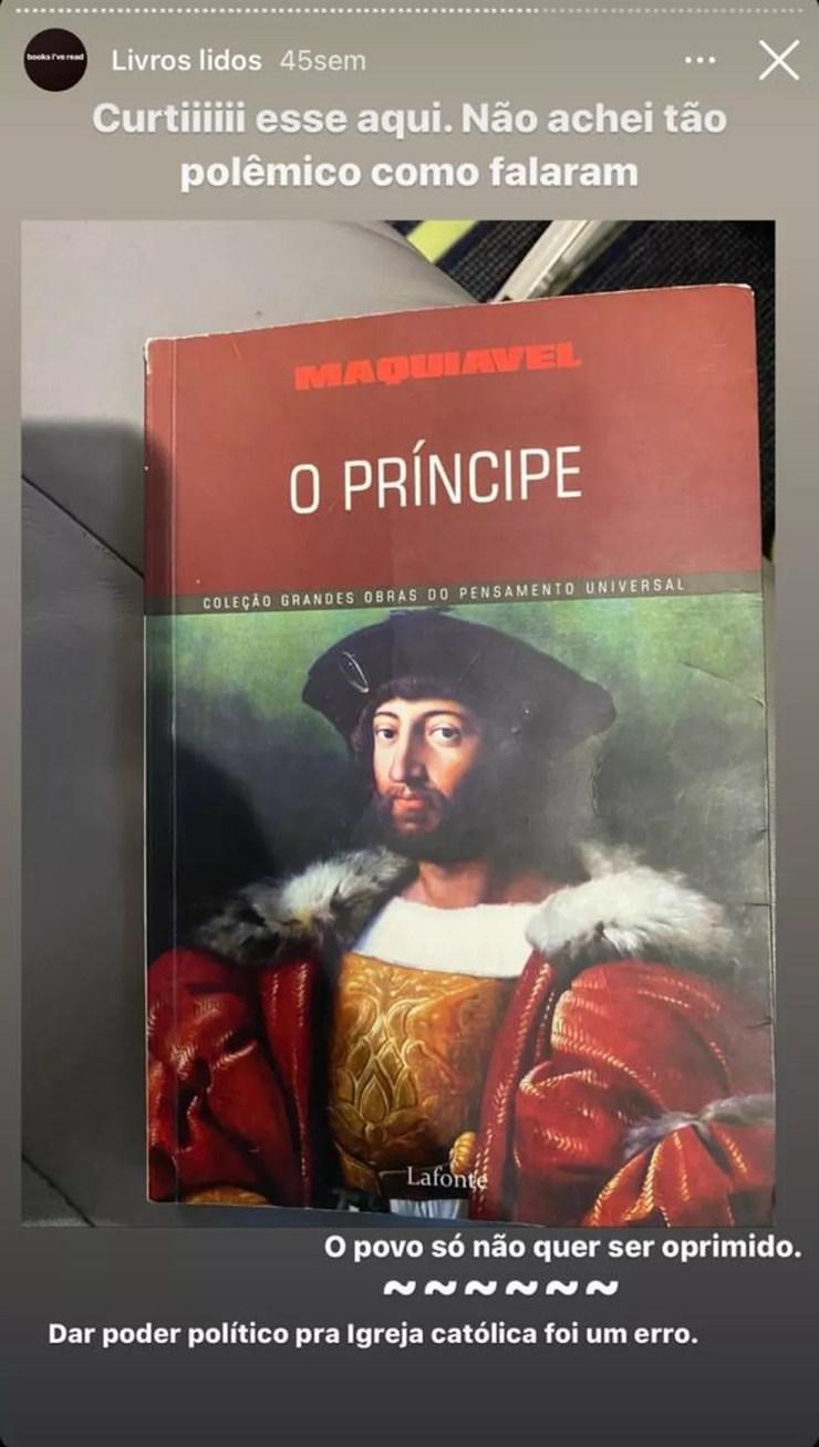 Gustavo Scarpa, do Palmeiras, faz crítica de "O príncipe" — Foto: Reprodução