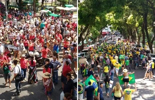 Em Belém aconteceram atos contra Dilma e contra Temer neste domingo (Foto: Thais Rezende/G1 Pará)