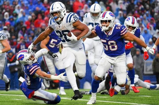 Jonathan Taylor, Buffalo Bills x Indianapolis Colts, NFL — Foto: Rich Barnes/USA TODAY Sports