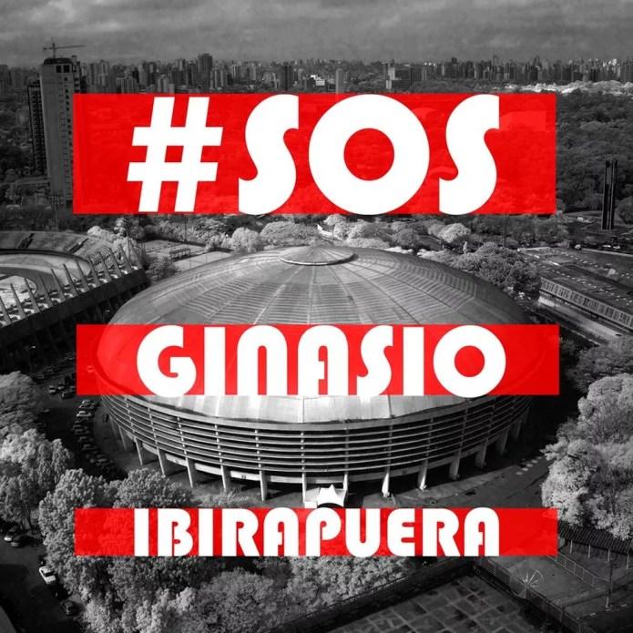 Publicação do grupo "S.O.S Ginásio do Ibirapuera", que quer o tombamento do ginásio na Zona Sul de SP. — Foto: Reprodução/Redes Sociais 