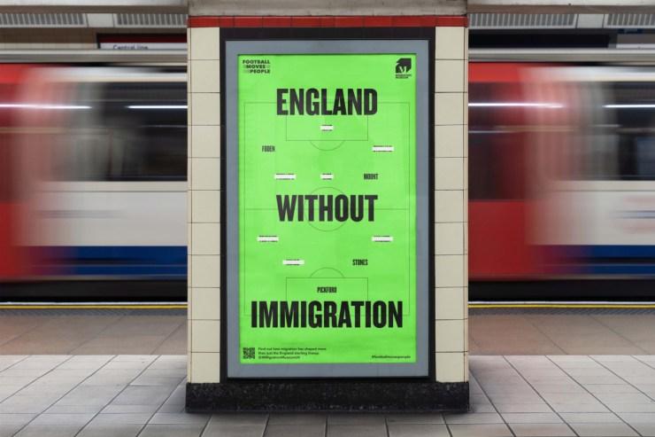 Pôster do "Museu da Imigração" que repercutiu em Londres durante a Euro-2020 - Divulgação / Migration Museum