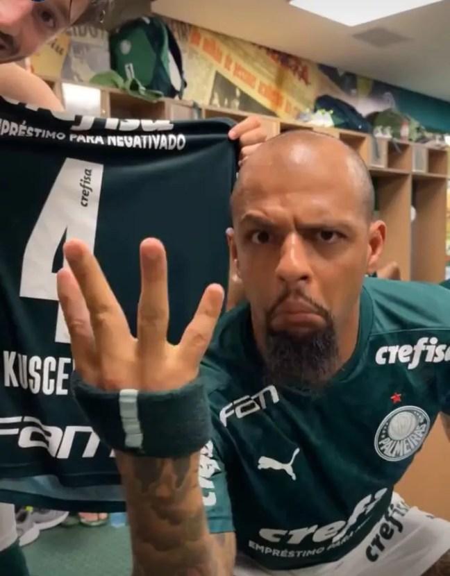 Felipe Melo provoca após goleada do Palmeiras em cima do Corinthians — Foto: Reprodução