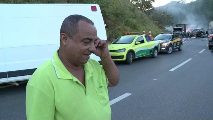 Ednor Bispo Pereira era o motorista do caminhão que vinha atrás da carreta com as chapas de granito (Foto: Reprodução/ TV Gazeta)