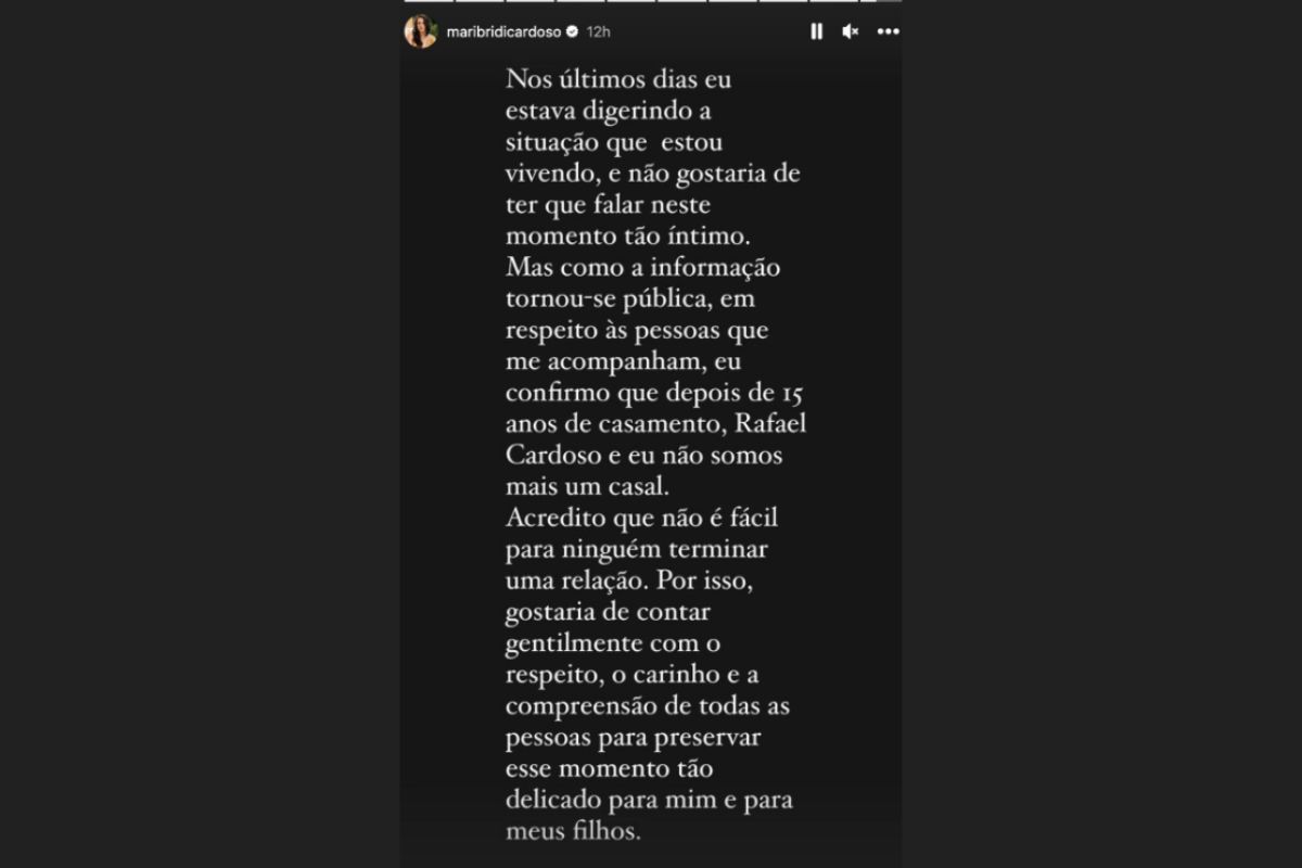 Texto publicado por Mariana Bridi em seu Instagram