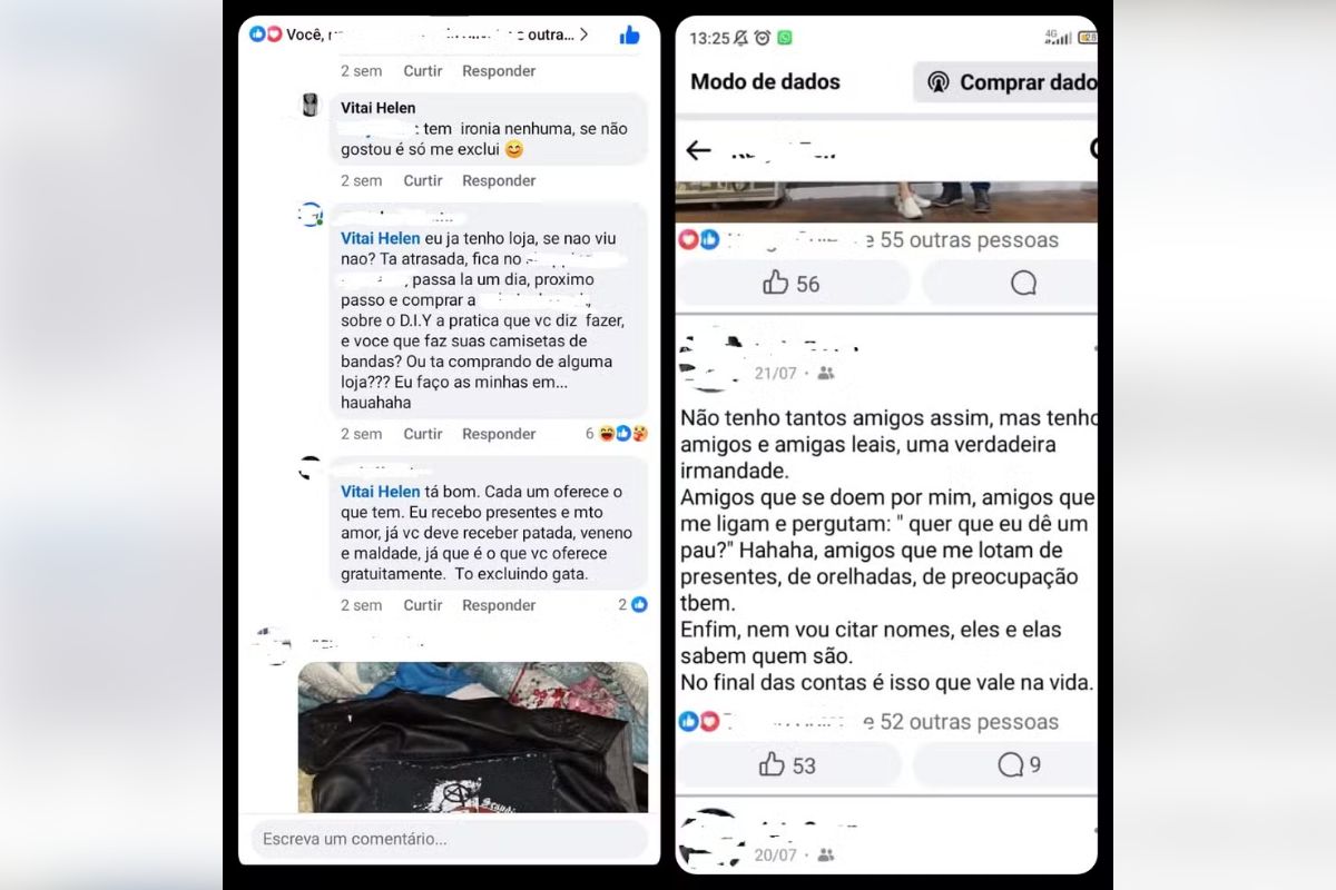 Sequência da conversa pelo Facebook entre a suspeita e a vítima antes do crime - Imagem: Reprodução / Facebook