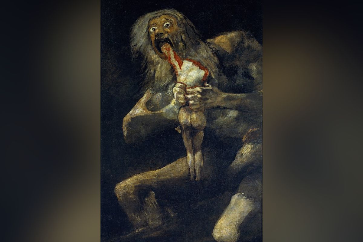 Saturno devorando um filho, de Francisco Goya | O horror assimilado: o mal devora o que ele mesmo gerou - Imagem: Reprodução